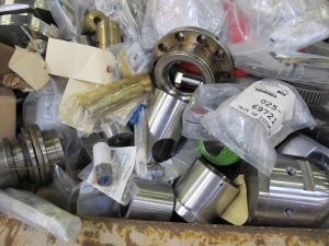 SCRAPPERS DELIGHT! FULL SKIFF STACKED WITH MISC. STAINLESS STEEL, BRASS, BRONZE, AND HEAVY STEEL. SKIFF NOT INCLUDED. LOADING & HANDLING FEE $30-4617